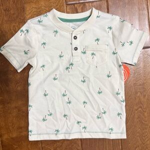 NWT Size 3T Wonder Nation Cream Shirt with Green Palm Tree Print